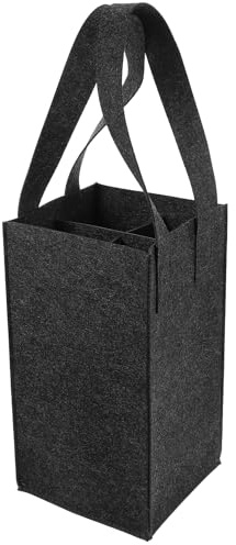 Kichvoe 4 Bottle Wine Carrier Bag with Divider Felt ,Wine Storage Tote Bag Reusable Grocery Storage Box with Handles for Travel Picnic, 6.29X5.90X11.02 Inches
