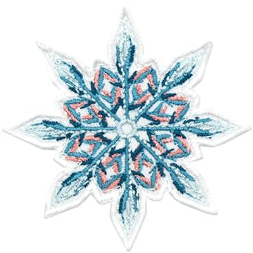 Café Viereck ® Schneeflocke Snowflake Eiskristall Winter Patch für Kinder - gestickt mit Klett & Flausch - 6 cm
