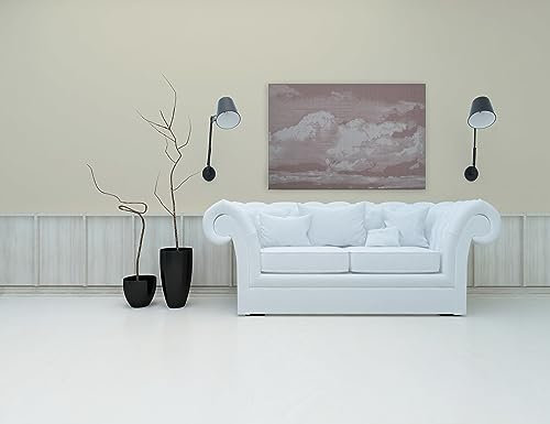 A.S. Création Leinwandbild mit Wolkenmotiv in Naturleinen-Optik - Kunstdruck Beige Grau Rosa - 120x80 cm Querformat - Moderne Wanddekoration Schlafzimmer Wohnzimmer - Bild auf Keilrahmen