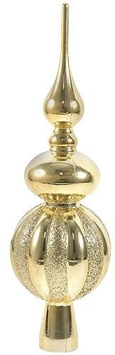 Luxshiny Kugelförmige Deutsche Weihnachtsbaumspitze Mundgeblasene Weihnachtsbaum-Endstücke Funkelnde Metallische Baumkronendekoration Für Feiertage Neujahrsdekoration Golden