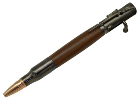 Drechselstube-Hofweller Handgedrechselter Kugelschreiber aus Edelhölzern, Modell Hunter, Jagd, Jäger (Palisander, gunmetal)