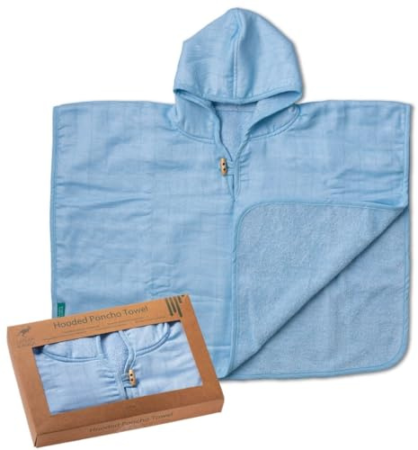 Urban Kanga Badeponcho Baby mit Kapuze Musselin Kinder 1 Jahr | Öko-Tex zertifiziert, ideal nach Bad, Pool und Strand