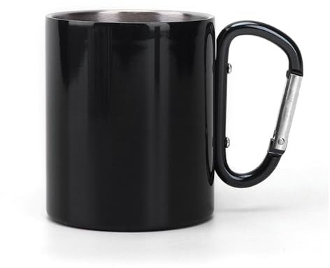 MiOYOOW Tazza con Moschettone in Acciaio Inox, 300 ML Tazze con Manico a Moschettone per Campeggio, Viaggio, Alpinismo All'Aperto