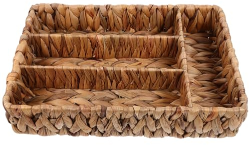 Alipis Basket Wicker Cutlery Storage Small Utensil Holder Compact Silverware Organiser Kitchen Drawer Organiser Silverware Divider Rustic Design