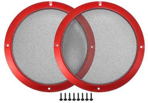 Motoforti Rejilla De Altavoz Para Coche De 8 Con Tornillos Rojo Negro - 2 Unidades