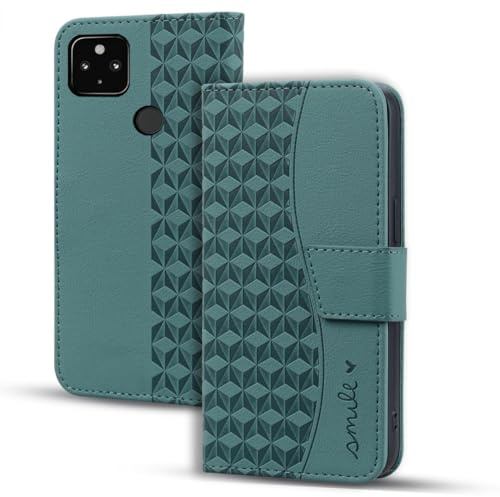 Vaitasy Handyhülle für Google Pixel 4A 5G Hülle Premium PU Leder Magnetverschluss Schutzhülle mit Kartensteckplatz für Google 4A 5G - Grün