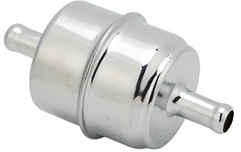 benzinfilter Metall-Auto-Kraftstofffilter, 3/8 Zoll High-Flow-Kraftstofffilter-Inline-Schlauch 9746 Chrom Universal