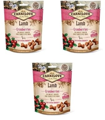 Carnilove Crunchy Snack Lamb with Cranberries | 3er Pack | 3 x 200 g | Snack mit Lamm und Preiselbeere für Hunde | Preiselbeere als natürliche Quelle von Antioxidantien