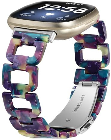 Maucoray Uhrenarmband kompatibel mit Fitbit Versa 4/Versa 3/Sense 2/Sense Armband, Harz D-Form, verstellbares Armband, Harz
