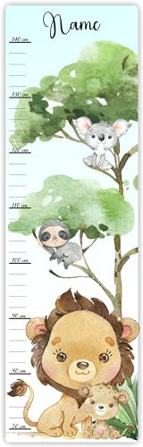 Farbklecks-Collection Kinder Messlatte Löwenfriends 70-140 cm personalisierbar mit Namen, Messleiste, Kinderzimmer, Holzmesslatte (Hintergrund bunt)