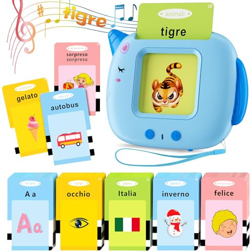 Italiano Standard, Educativi Flashcards Parlanti, Amico Vocabolo Gioco 2-6 Anni, 400 Parole Giocattoli Montessori Apprendimento, Prescolari Giochi Educativi, Regali Bambini 2,3,4,5,6 (Blu, IT)