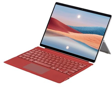 para Teclado Surface Pro 3/4/5/6/7, Teclado Bluetooth Magnético con Panel Táctil Múltiple, Teclado Inalámbrico Delgado con Retroiluminación de 7 Colores (Rojo)