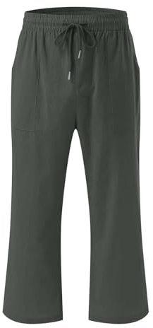 Business Hose Damen Schwarz, hohe Taille, weites Bein, elastische Hose mit Kordelzug, Bequeme, gerade Beinhose, Lange Hose mit Taschen Beachvolleyball Hose Damen (Green, M)