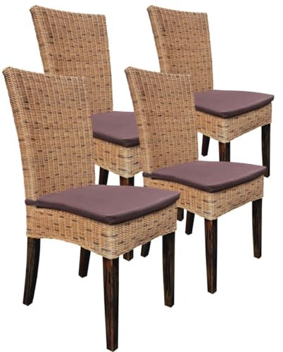 Amago home Esszimmer Stühle Rattanstühle Wintergarten Korbstühle Cardine Cabana Größe 4er Set, Farbe mit Sitzkissen