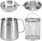 MEETOZ Olla de filtro de aceite de acero inoxidable 304 de 68 onzas/2 litros, tanque de red multifunción para cocina/camping, recipiente de filtro de aceite versátil, olla de leche para té, café con