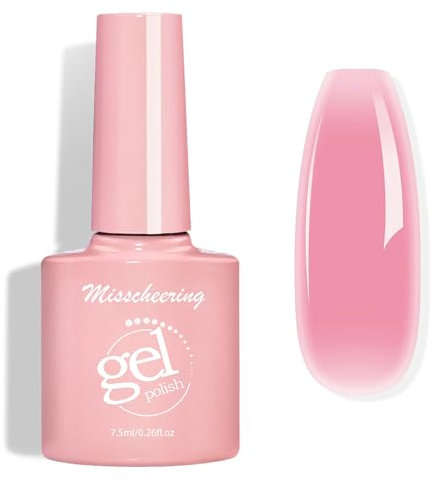 Pink Jelly Gel Nail Polish - Sheer Pink, Translucent - French Manicure Gel Polish, UV LED Soak Off - DIY Nail Varnish