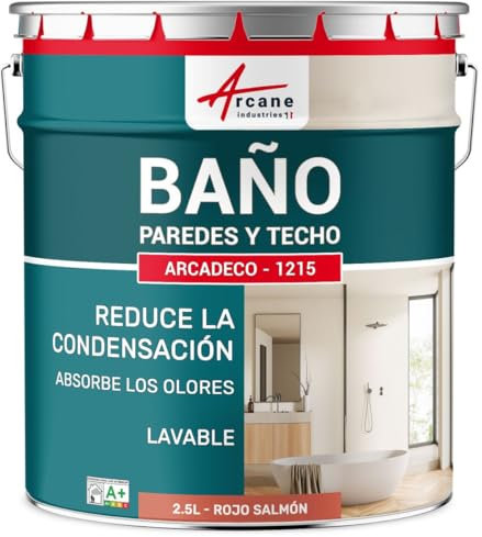 Peinture salle de bain, mur et plafond, condensation - 2.5 L Rouge saumon - RAL 3022 - ARCANE INDUSTRIES