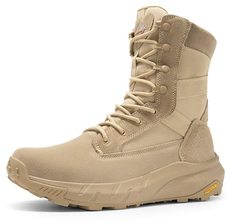 NORTIV 8 Men's Breathable Tactical Military Work Boots,Size 11W,Sand