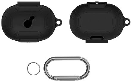 Lovehomily Portable Earphone Protective Sleeve with Carabiner Anti-scratch Silicone Wireless Earphone Case for Anker Soundcore Space A40 Charging Box (Black)