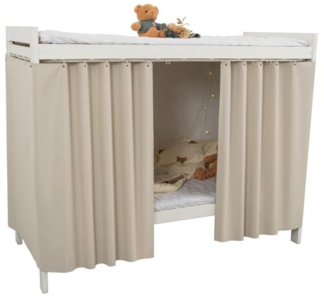 Teanea Strapazierfähige Verdunkelungsvorhänge für Etagenbett, Sichtschutz-Baldachin, Doppelgröße, für Zuhause, Wohnheim, 2 Paneele, Beige
