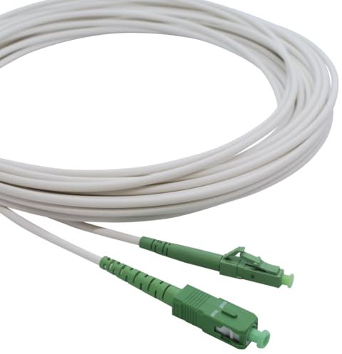 Conectra® - Glasfaserkabel | OS2 | LC/APC auf SC/APC | weiß | ideal für Heimnetzwerke | passend für Deutsche Telekom, Vodafone, 1&1, Deutsche Glasfaser und viele mehr (Länge 7 Meter)