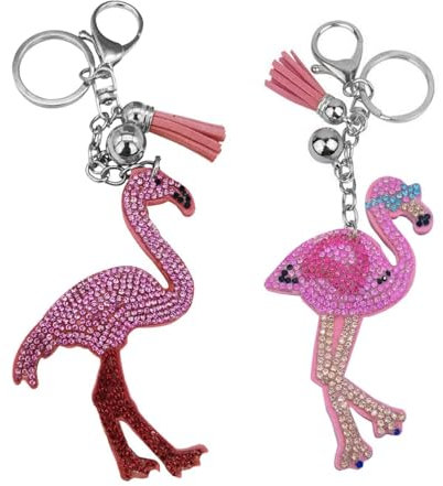Porte-Clés Flamant Rose Diamant 2 Pièces, Porte-Clés Femme, Porte-Clés Mode, Porte-Clés Animal Créatif