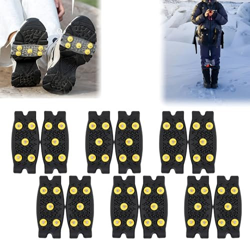 ARCHWANG 6 Paare Spikes für Schuhe Winter, Anti Rutsch Schuhspikes, Schuhkrallen, rutschfeste Steigeisen, Schuh Spikes Anti Rutsch, Eisspikes für Ei-S und Schnee, für Kinder und Erwachsene