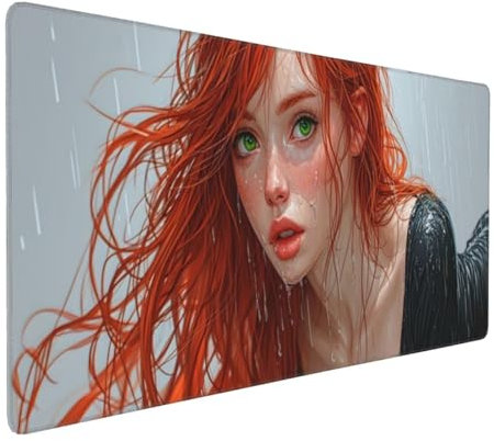 Tapis de Souris 80x40 cm Grand Tapis Souris XXL, Sexy Fille Tapis de Souris Bureau Gamer, à Bords Cousus, Base en Caoutchouc Antidérapante, sous Main pour Clavier et Souris, Decoration Maison E-1033