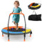 COSTWAY Ø90 cm Kindertrampolin mit LED Beleuchtung, Mini Trampolin faltbar, Fitness Trampolin Indoor mit Griff & Tragetasche, kleines Gartentrampolin Outdoor für Kinder ab 3 Jahren