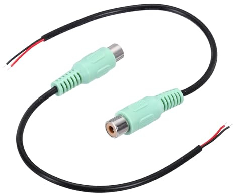 QUARKZMAN 0.2 Meter Cinch Kabel Grüner RCA Stecker Buchse Adapter auf blankes Kabelende Audio Video RCA Kabel für Verstärker Lautsprecherkabel Packung mit 2