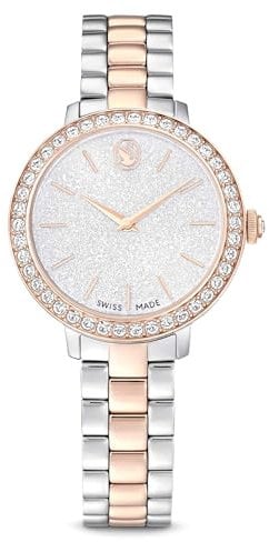 Swarovski Uhr, Schweizer Produktion, Metallarmband, Silberfarben, Roségoldfarbenes Finish