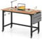 COSTWAY Bureau d'Ordinateur Roulant 120 cm, avec Sac en Tissu Détachable et Crochets, Bureau Informatique Mobile avec Cadre en Métal, Table de Travail pour Salon, Chambre (Naturel)