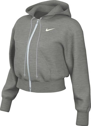 Nike Sportswear Phoenix Fleece Kapuzenjacke Mit Verkürztem Schnitt Und Weiter Passform Für Damen, Dark Grey Heather/Sail, HV2426-063, XL