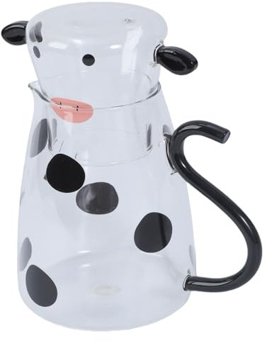 Cow Shaped Glass Water Pitcher with Removable Cup 500ml Capacity Borosilicate Carafe for Hotel Drinks