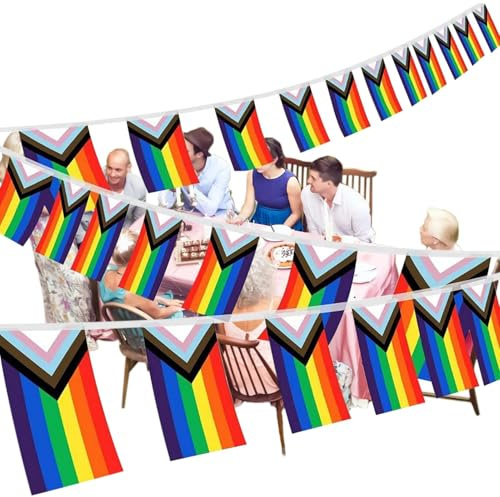 Senermter Regenbogen Banner Stolz,Festliche Fahnenkette | Bunte Banner Girlande Deko für Partys Wanddekoration Feste Veranstaltungen