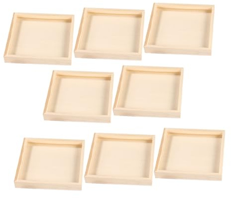 CVUTOVO 8pcs Montessori Puzzle Trays Set for 3d Block Puzzle Sorting and Storage Unfinished Small Wooden Organizer for Home Play and Craft