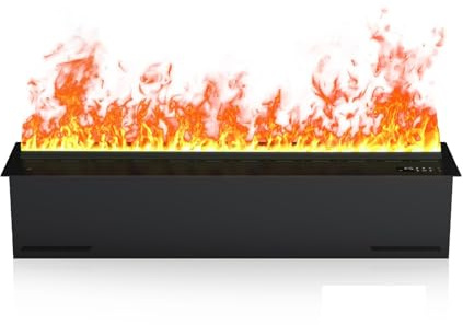 SenhE 3D-Wasserdampf mit Realistischer Zerstäubter Flamme, Zerstäubter Kamin, Einstellbare Flammenfarben und Helligkeit, Automatische Wasserfüllung für Wohnambiente