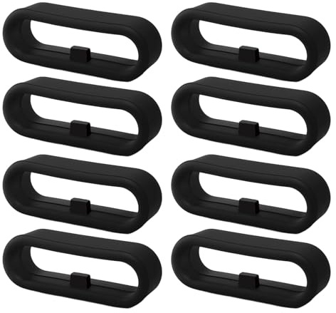 Uhrenarmbandschlaufen aus Silikon, Ringe für Uhrenarmbänder aus Gummi, kompatibel mit Garmin Vivoactive 3 Fenix 5S Vivomove Forerunner, Schwarz, 8 Stück