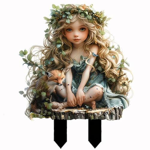 ptumcial Dekorative Gartenstecker 24, 1 x 30 cm Acryl böhmische Feen-Deko-Statuen einfach zu installierende Gartendekorationen für Häuser Gärten Terrassen und Büros Feen-Dekor