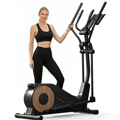 Aeriflo Bicicleta Elíptica para Casa, Zancada 42 cm, Volante 8 kg, 150 kg | Elíptica fitness magnética, 16 niveles de resistencia, Bluetooth y App, silenciosa, monitor LCD y sensores de pulso