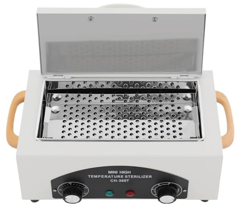 Heißluftsterilisator Desinfektion 500W 0,44 Gallonen 122-428°F Trockene Hitze Hochtemperatur Sterilisator aus Eisen & Edelstahl, Sterilisationsgerät mit drei Griffen für Nagelwerkzeuge Kosmetikwerkzeu