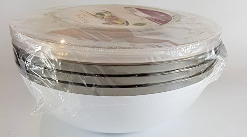 Mozaik Juego de 12 tazones de plástico con Tapas, cucharas y Tenedores para Servir, Color Blanco