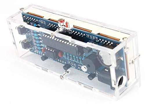 Socobeta Kompakte 4-stellige Digitale LED sprechende Uhr DIY Kit Lichtsteuerung Temperatur Datum Uhrzeit Anzeige Transparentes Gehäuse(Weiß)