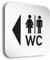 Türschilder der Extraklasse! • WC links • Toilettenschild in der Größe 150 x 150 x 1,5 mm • 5mm Abstandhalter verleihen dem Türschild einen exklusiven schwebe Effekt