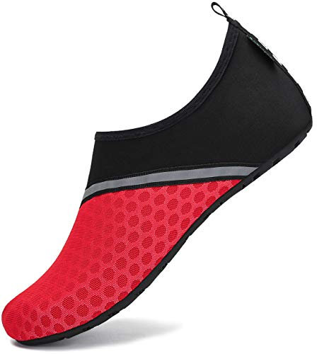 SAGUARO Chaussures Aquatiques Homme Femme Chaussures de Plage Léger Chaussons Sport Xiebian-Rouge 42/43 EU