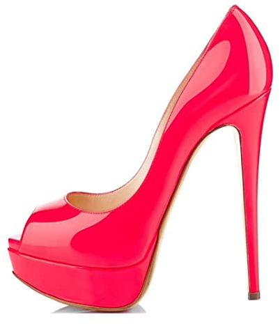 Mettesally Damen Peep Toe Pumps,Stiletto Abstaz Klassische Schuhe,Damen Plateau Sandalen,Rose EU36
