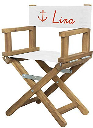 Geschenkegarten Personalisierter Regiestuhl für Babys (1-5 Jahre) mit Anker (Rot)