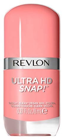 REVLON Smalto Ultra Hd Snap! Formula Glossy E 100% Vegana Con 75% Di Ingredienti Naturali E Idratanti Ed Elevata Copertura - Colore, 027 Think Pink, 8 Millilitro