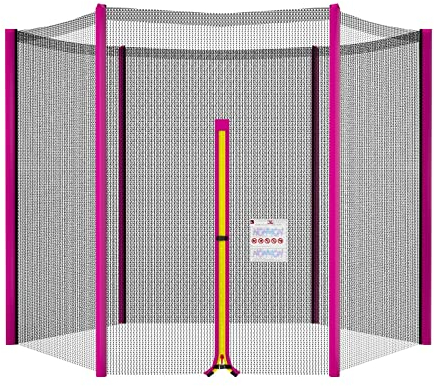 nonmon Red de Seguridad para Trampolín 244 cm 6 Postes, Red de Repuesto para Camas Elasticas, Red Protectora Redonda Rosa