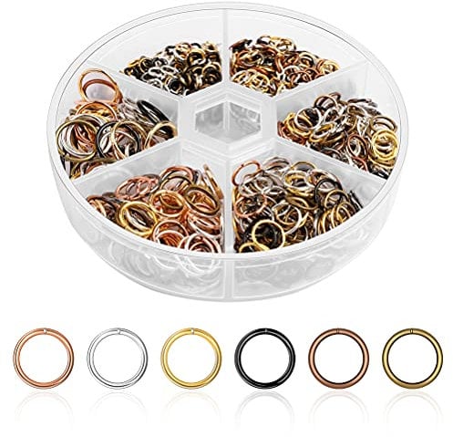 970 PCS Open Jump Rings, 6 Mixing Colors Stainless Steel Open Rings Mixed Size Round Ring Connectors with Plastic Box Can Be Used for Jewelry Making Accessory,4/5/6/7/8/10mm